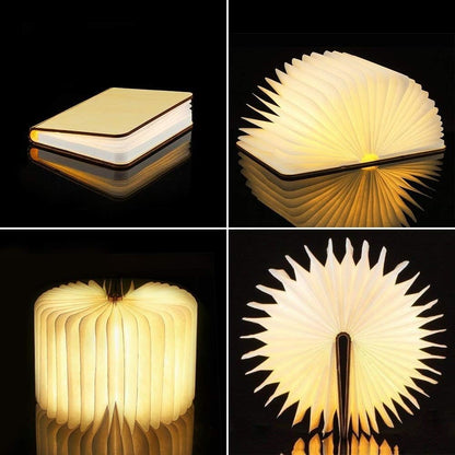 Book Lamp | 360° Folding LED Rechargeable Wooden Nightlight
