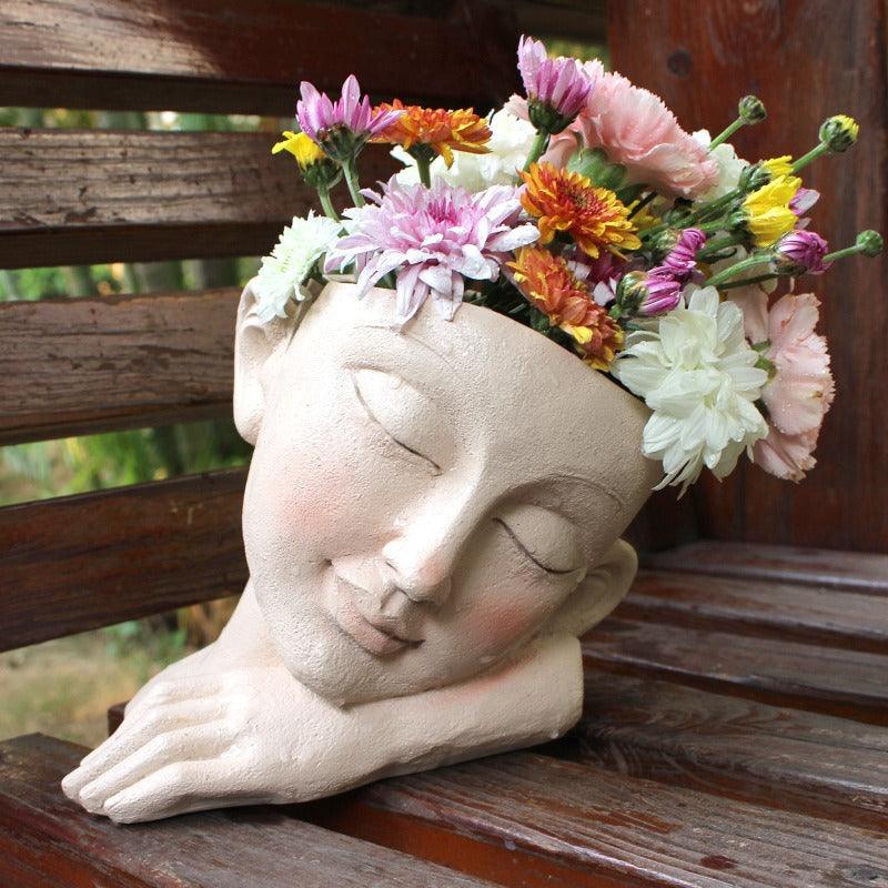 Greek Bust Head Planter Pot