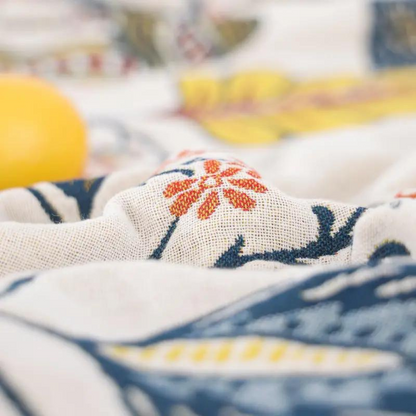 Rustic Artistic Throw Blanket | Woven Floral Pattern