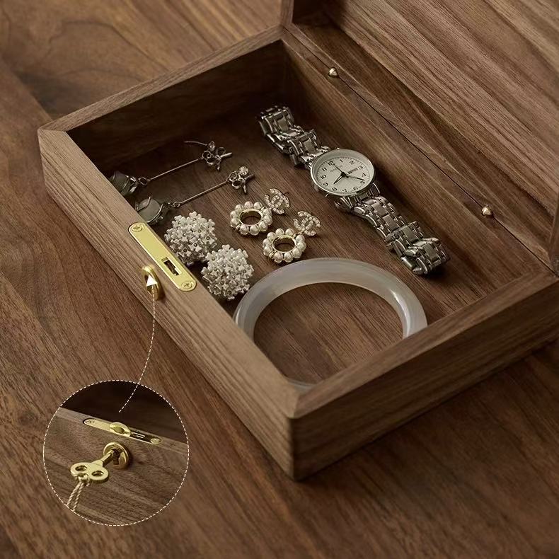 Minimalist Walnut Watch Box with Lock