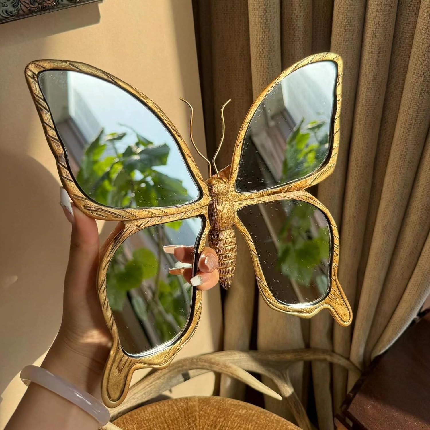 Antique Gold Insect Wall Mirror