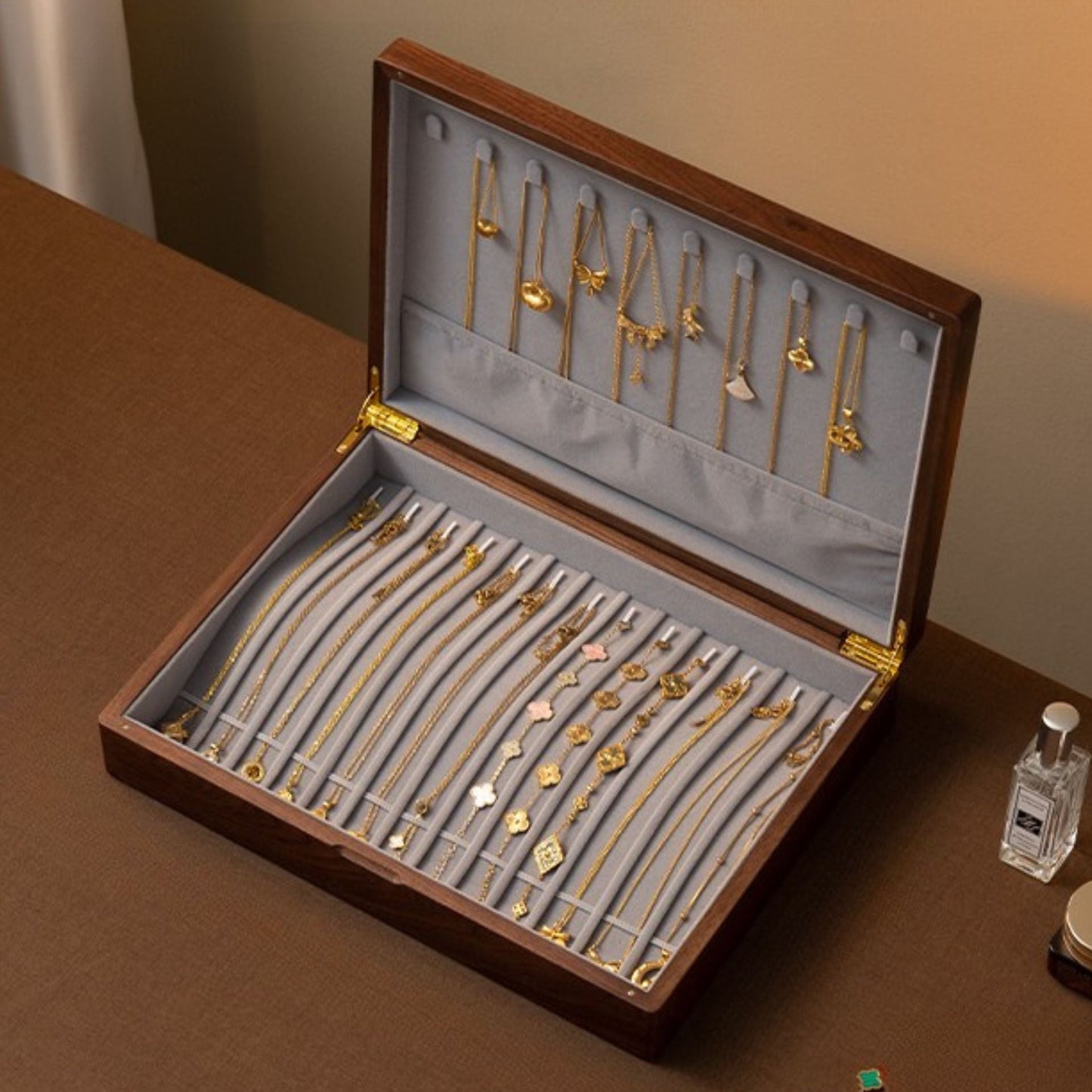 Solid Walnut Necklace Storage Box