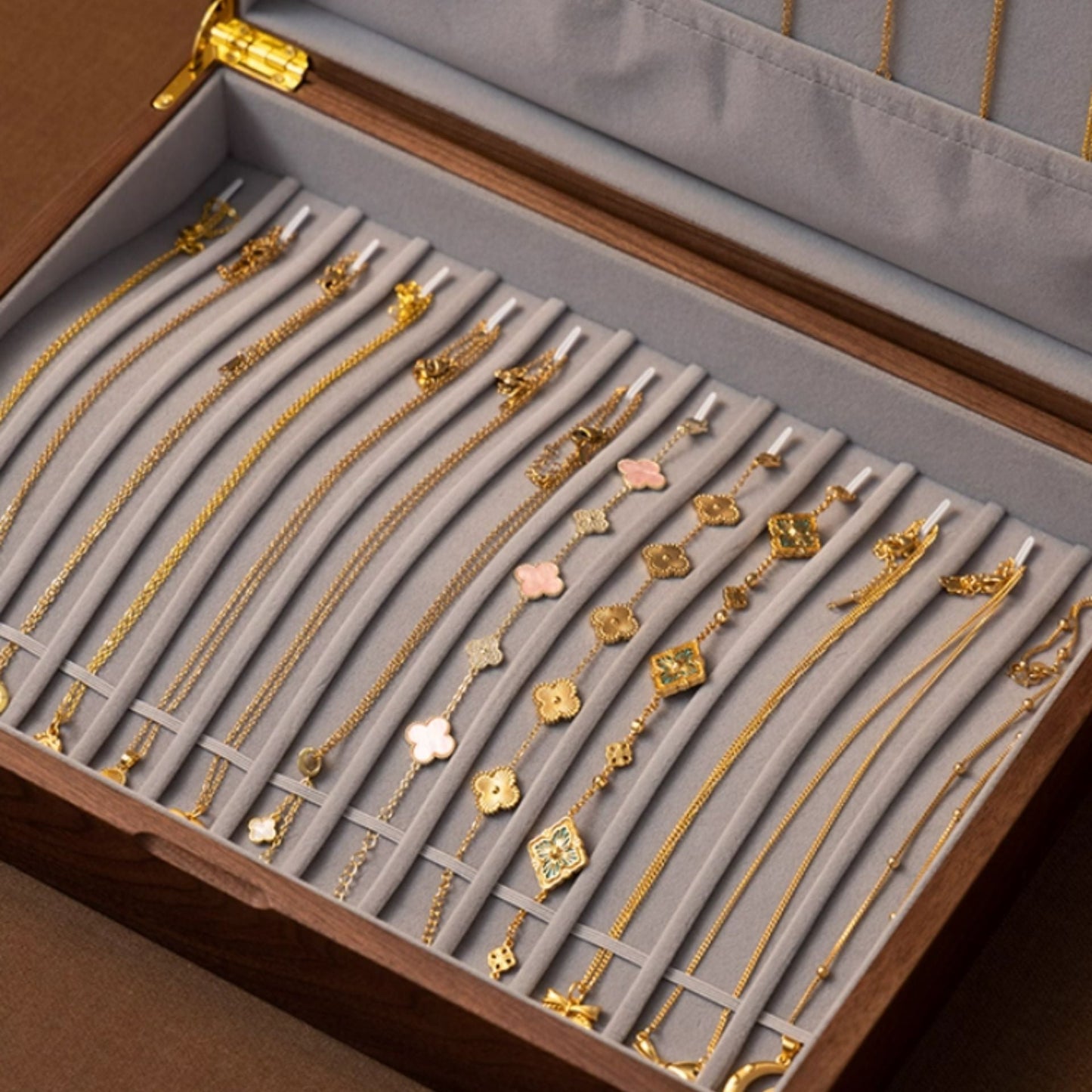 Solid Walnut Necklace Storage Box