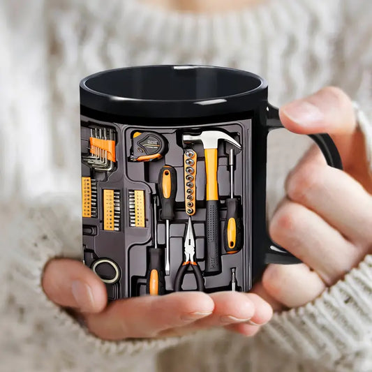 Auto Mechanic Coffee Cup | Black Toolbox Graphic Print