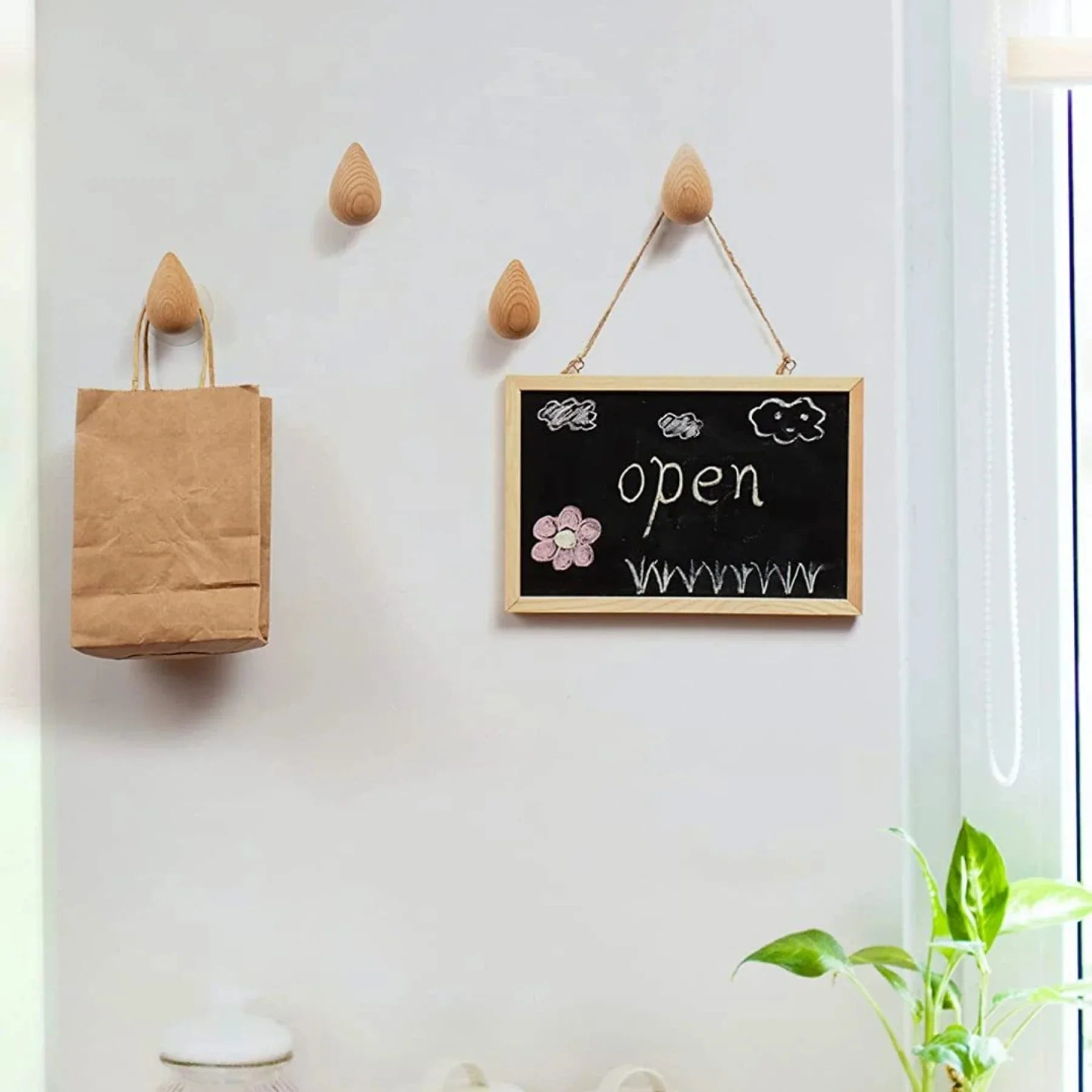 Wood Peg Wall Hook Set