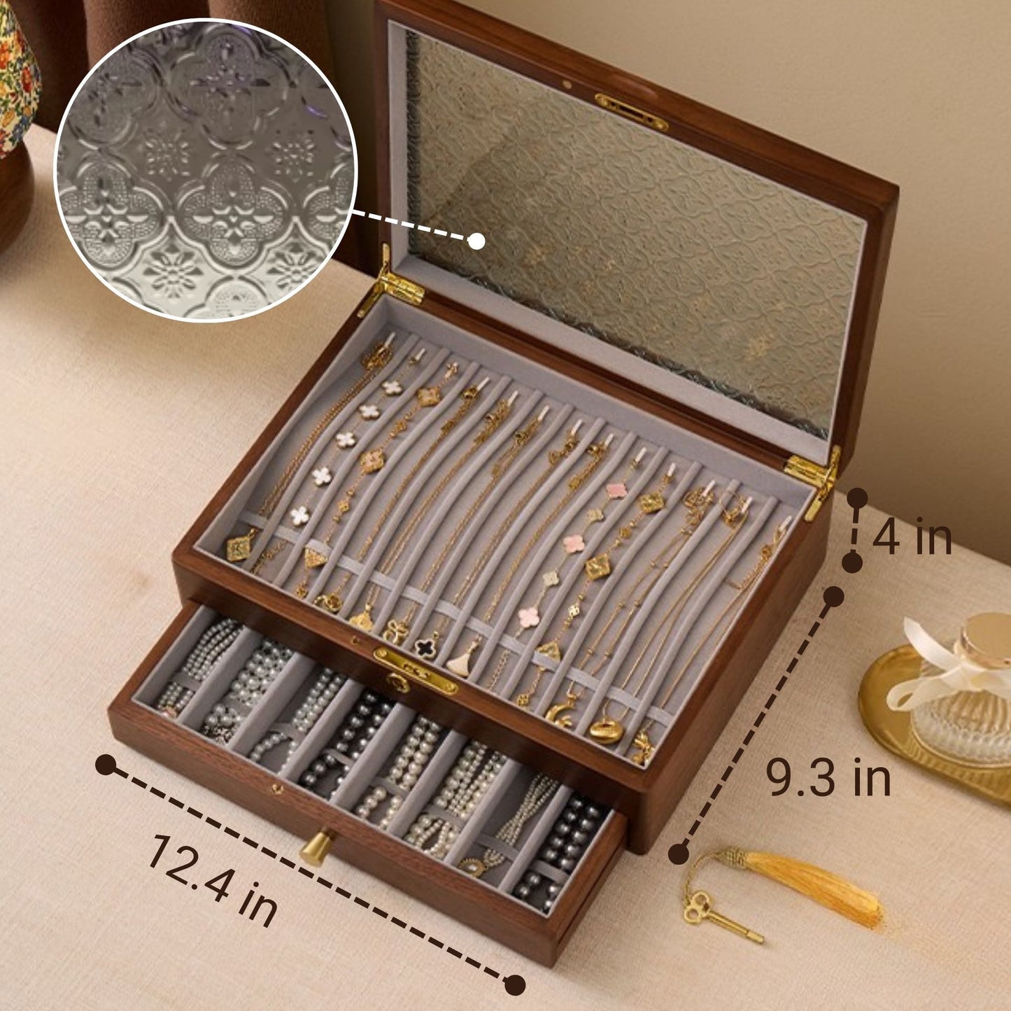 Solid Walnut Necklace Storage Box