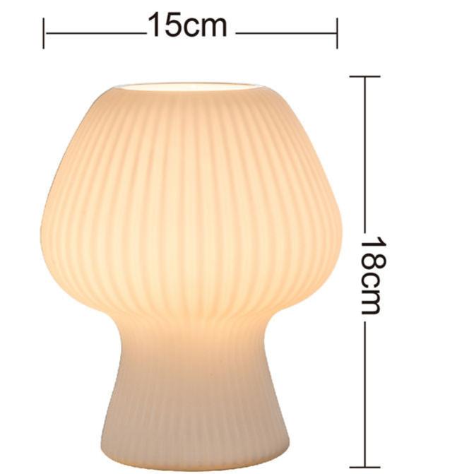 Mushroom Table Lamp | Vintage Ribbed Glass Bedside Table Desk Light