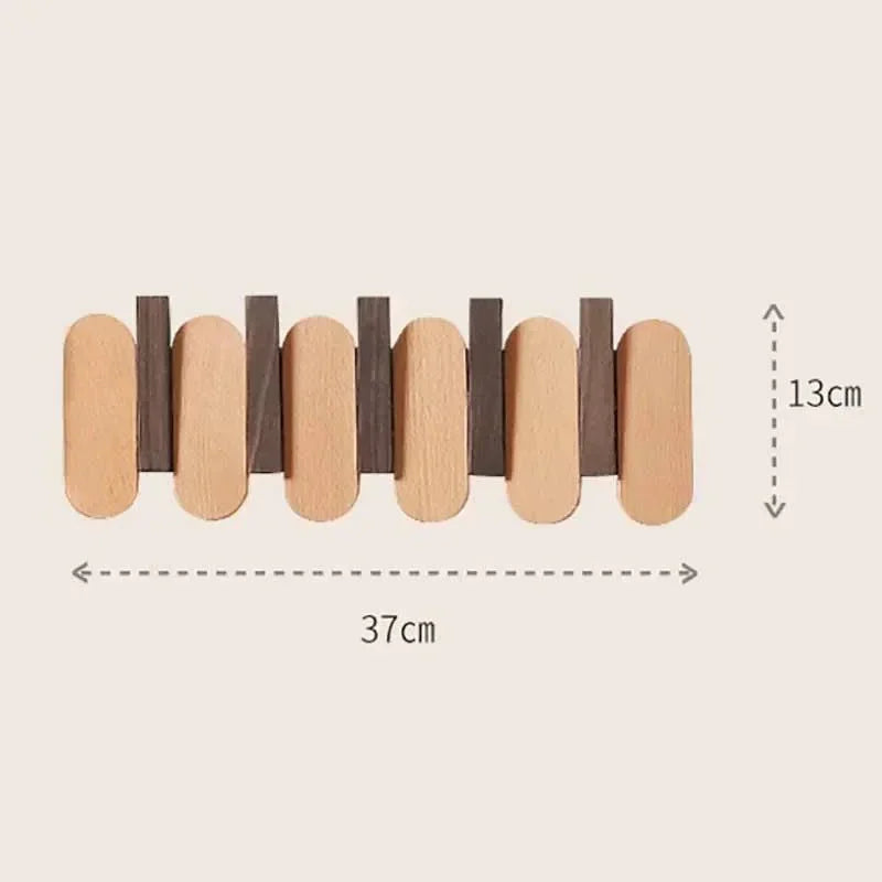 Slatted Wood Wall Coat Rack