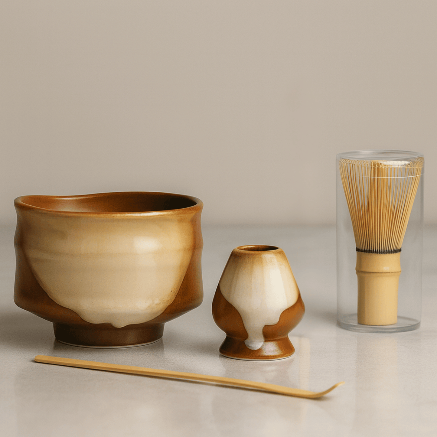 Natural Ceramic Matcha Tea 4-Piece Set