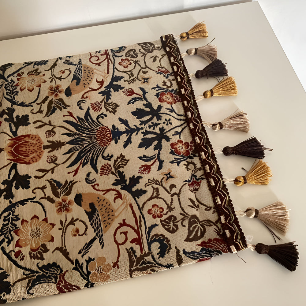 Vintage Floral Table Runner | Bird Pattern