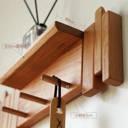 Dark Wood Entryway Wall Coat Rack