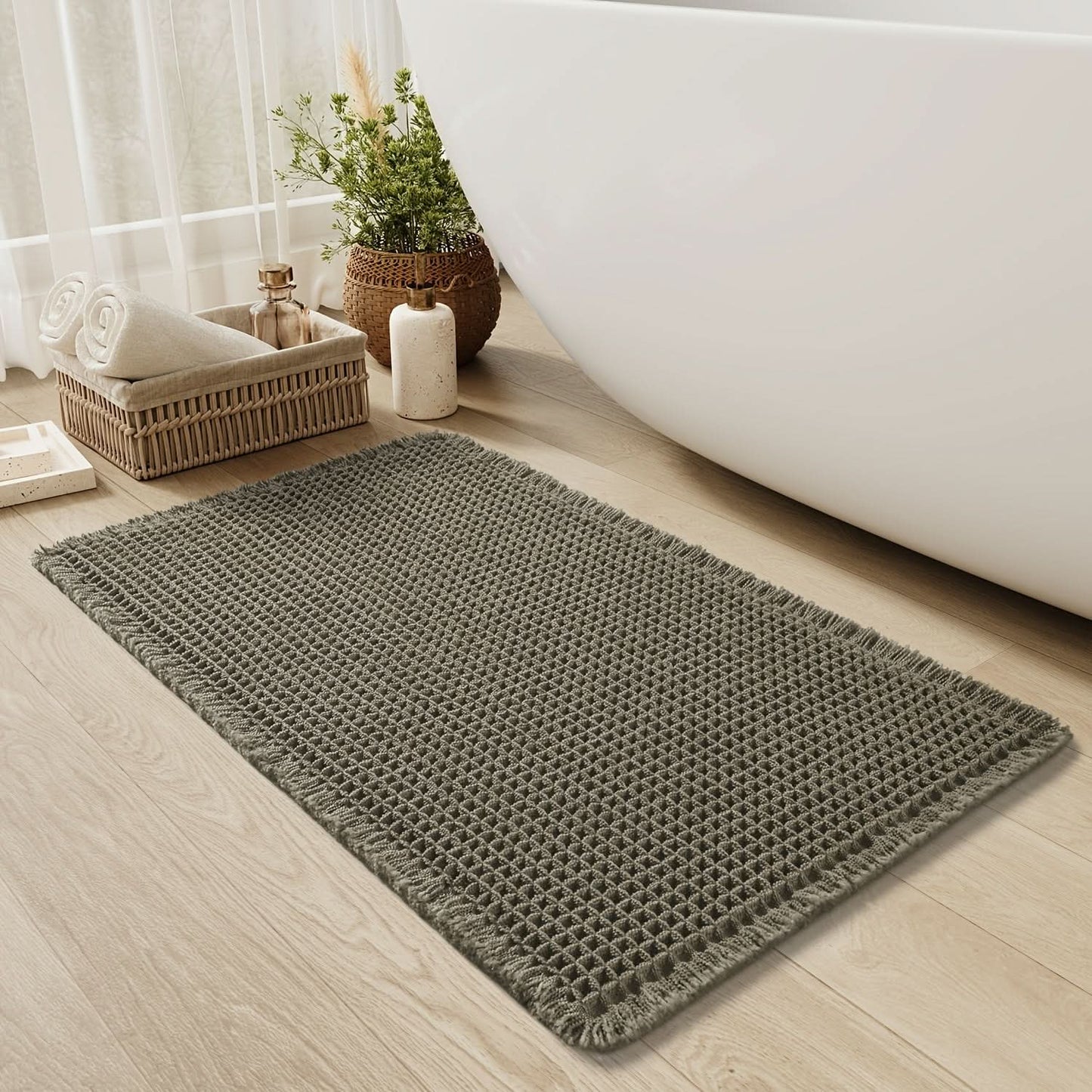 AbsorbEase | Waffle Bath Mat – Ultra-Absorbent Cotton Design 2
