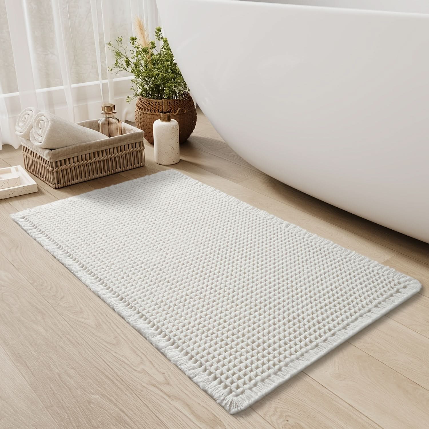 AbsorbEase | Waffle Bath Mat – Ultra-Absorbent Cotton Design 3