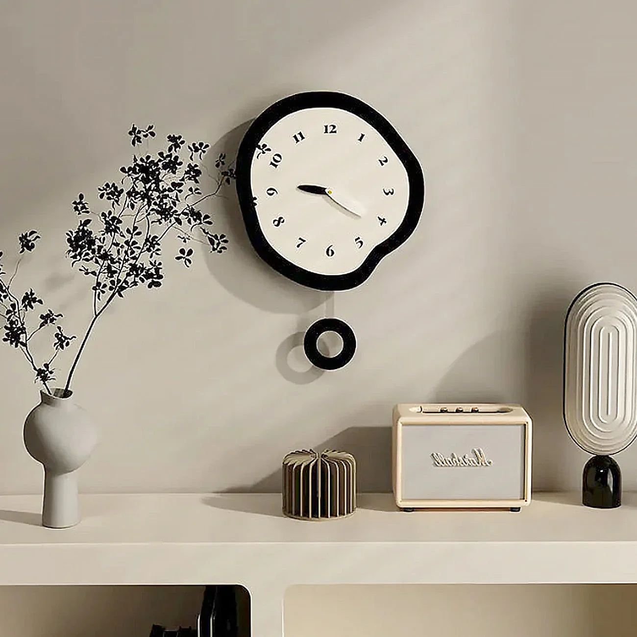Abstract Distorted Pendulum Wall Clock
