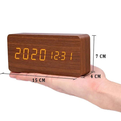 Smart LED Alarm Clock | Voice-Activated Modern Wooden Clock