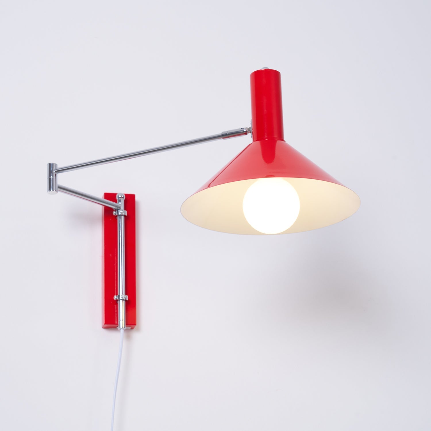 Retro Wall Light | Angled Cone Shade Plug In Swing Arm Sconce