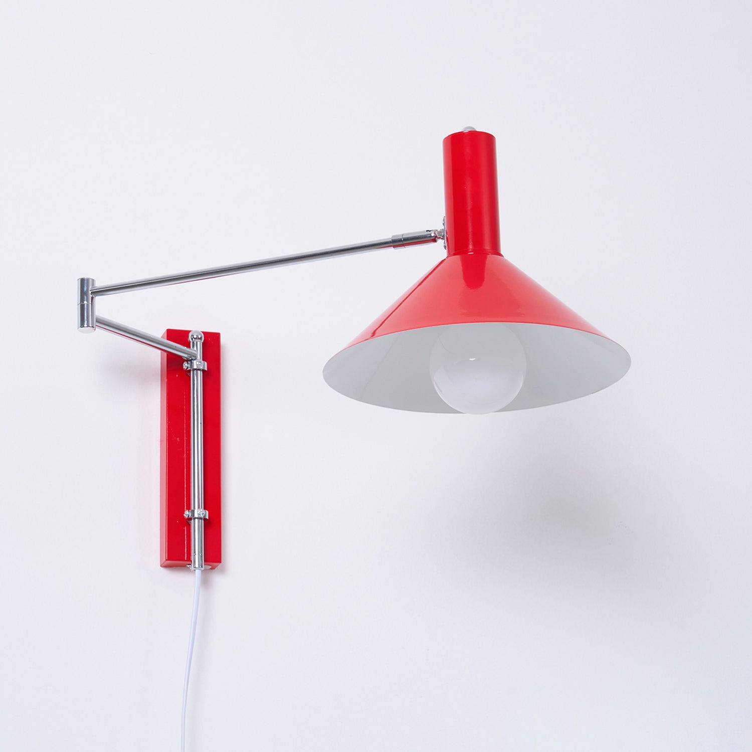Retro Wall Light | Angled Cone Shade Plug In Swing Arm Sconce