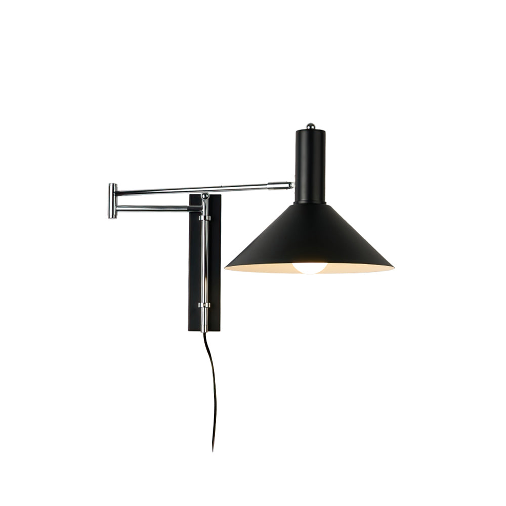 Retro Wall Light | Angled Cone Shade Plug In Swing Arm Sconce