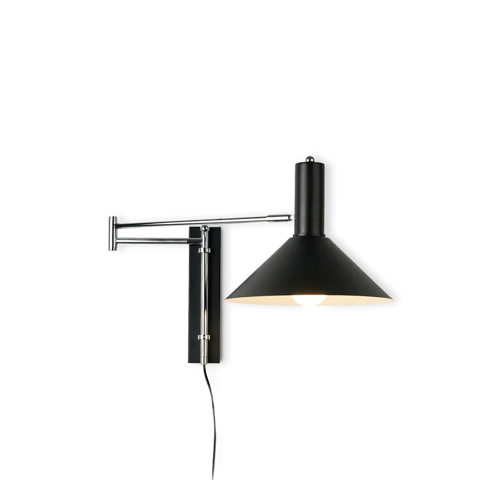 Retro Wall Light | Angled Cone Shade Plug In Swing Arm Sconce