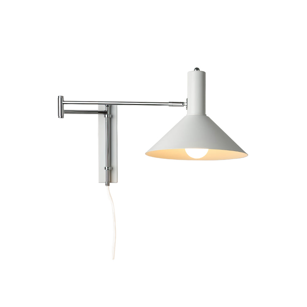 Retro Wall Light | Angled Cone Shade Plug In Swing Arm Sconce