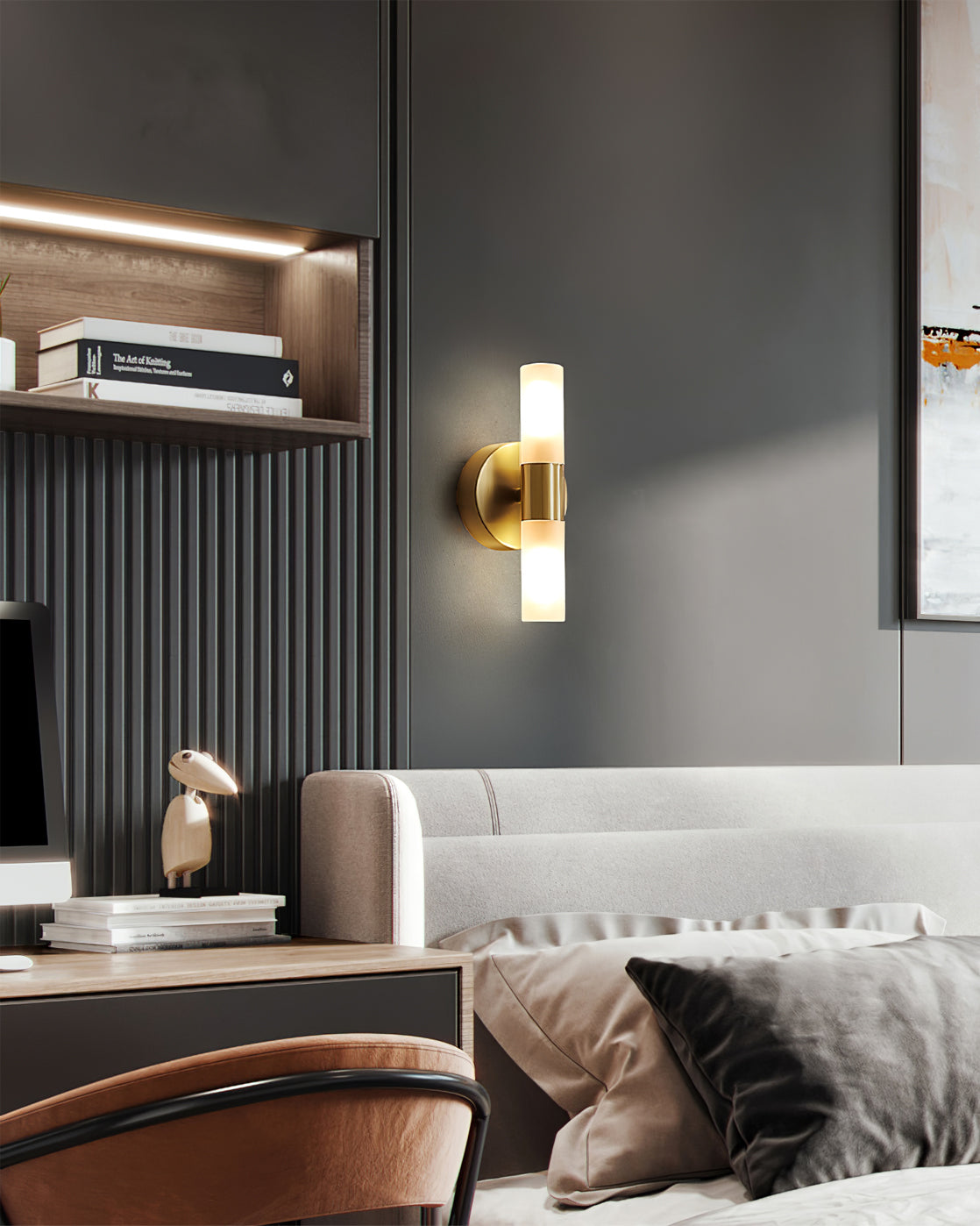 Contemporary Wall Light | Compact Cylinder Shade Metal Sconce Fixture