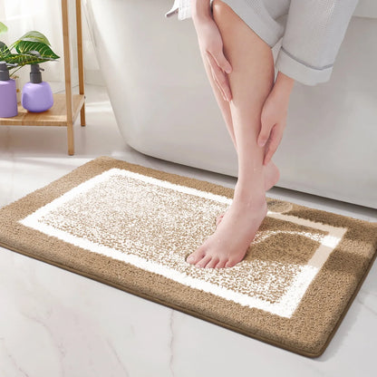 Non Slip Geometric Bath Mat | Microfiber Bathroom Rug