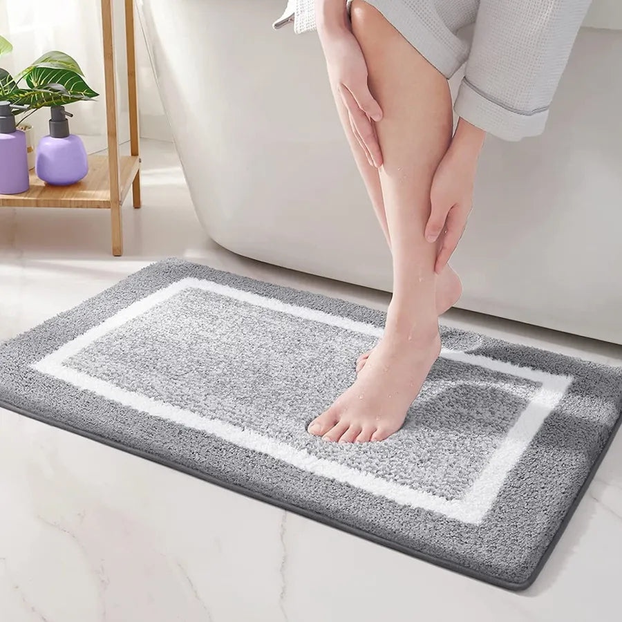 Non Slip Geometric Bath Mat | Microfiber Bathroom Rug