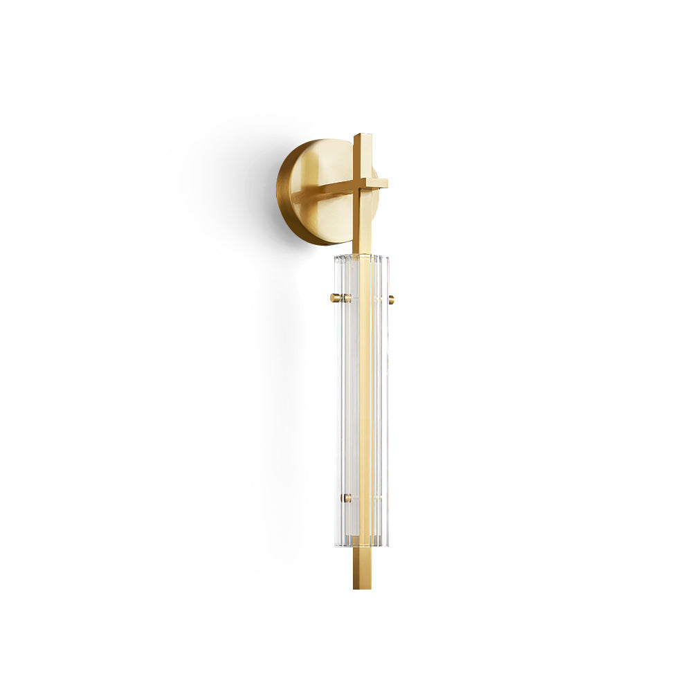Architectural Wall Light | Slender Slatted Cylinder Torch Sconce Fixture