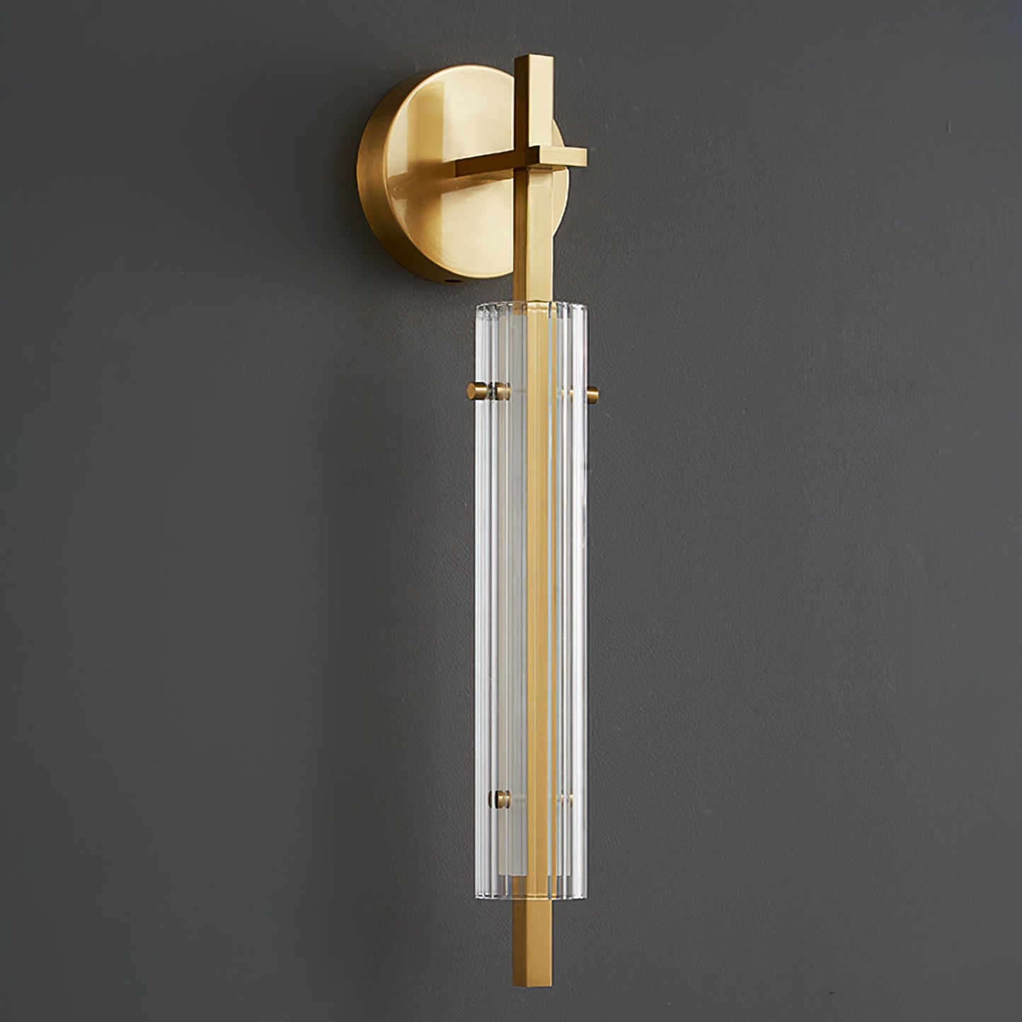 Architectural Wall Light | Slender Slatted Cylinder Torch Sconce Fixture