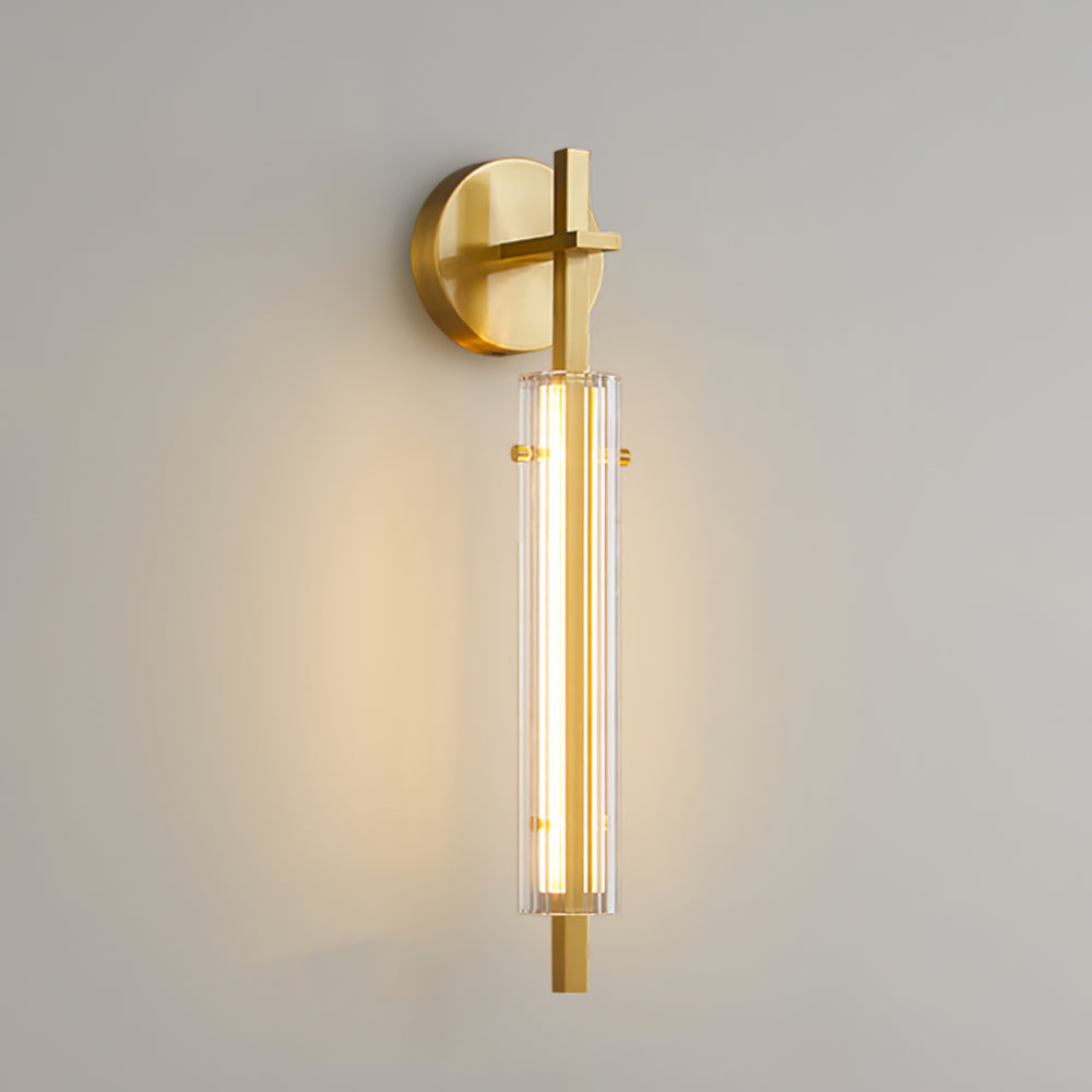 Architectural Wall Light | Slender Slatted Cylinder Torch Sconce Fixture