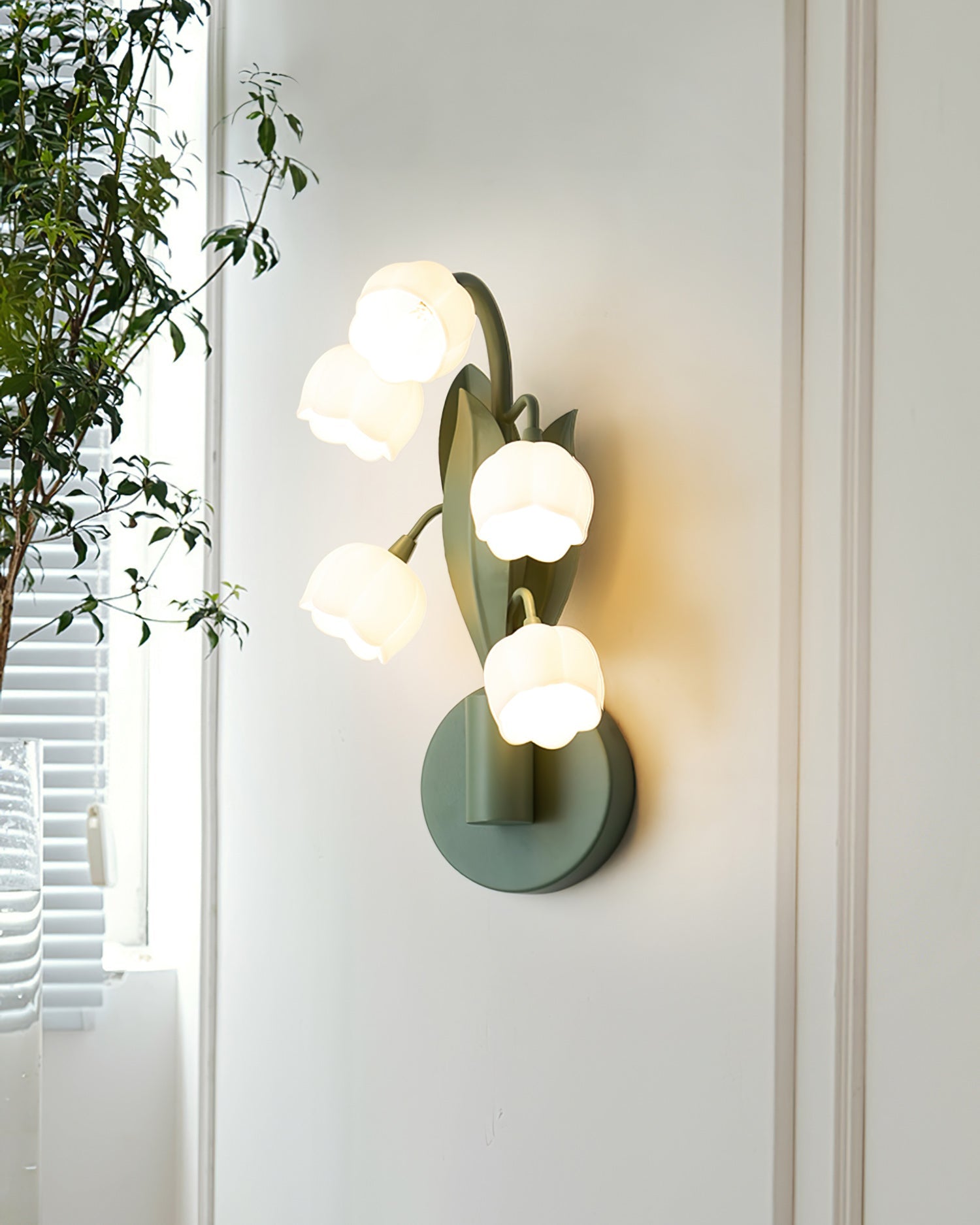 Sculptural Wall Light | Floral Orchid Glass Shade Sconce Fixture