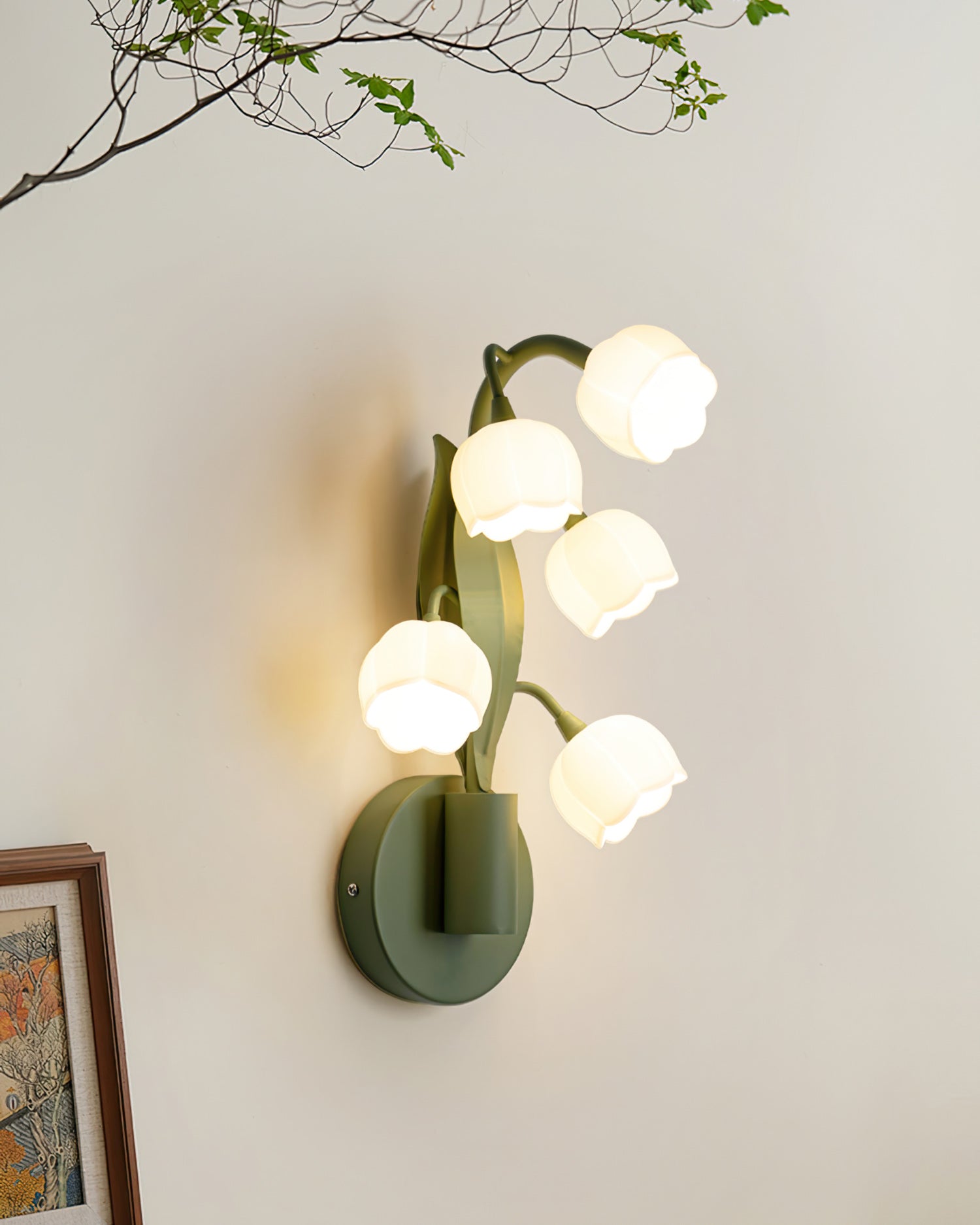 Sculptural Wall Light | Floral Orchid Glass Shade Sconce Fixture