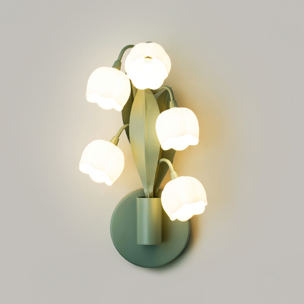 Sculptural Wall Light | Floral Orchid Glass Shade Sconce Fixture