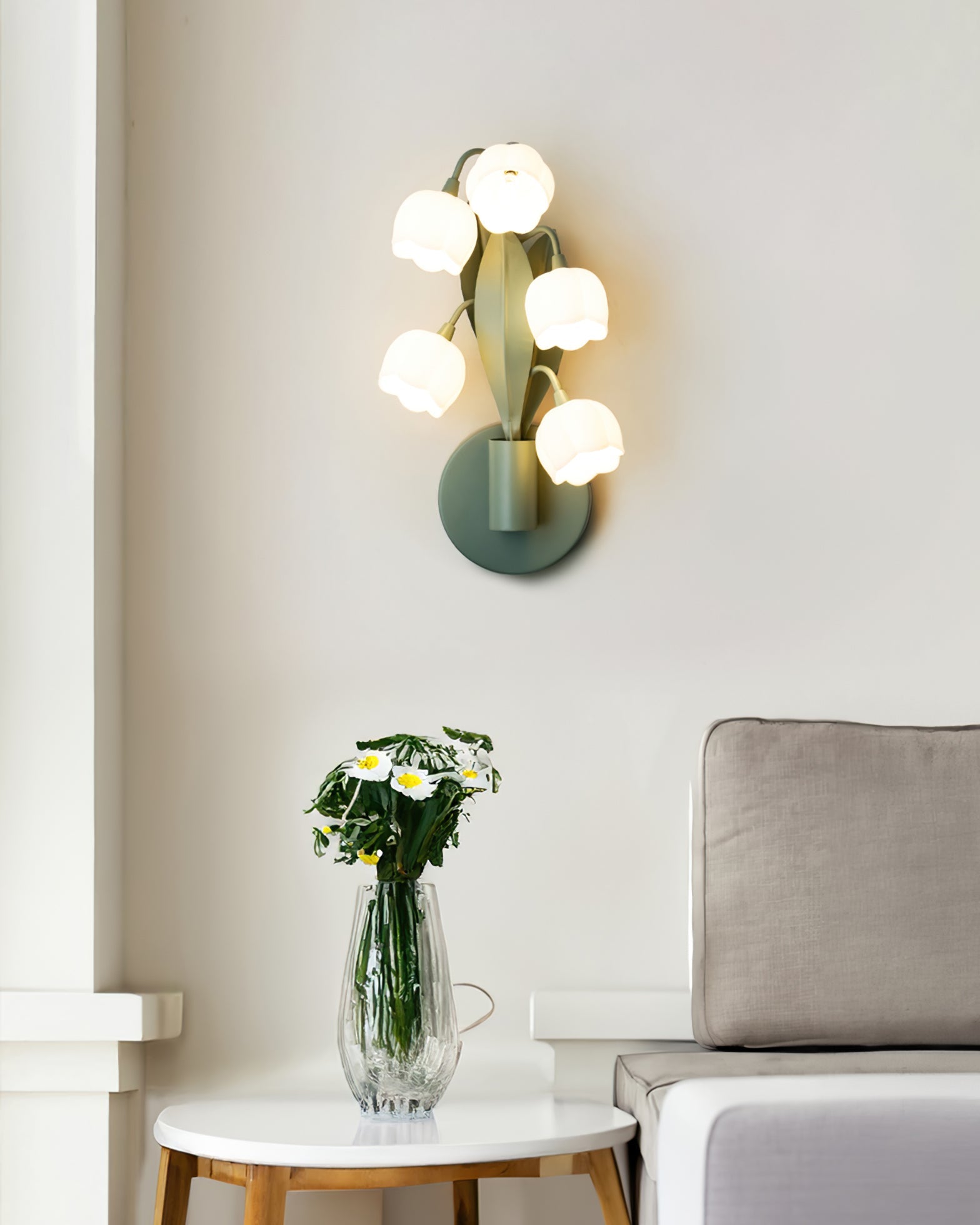 Sculptural Wall Light | Floral Orchid Glass Shade Sconce Fixture