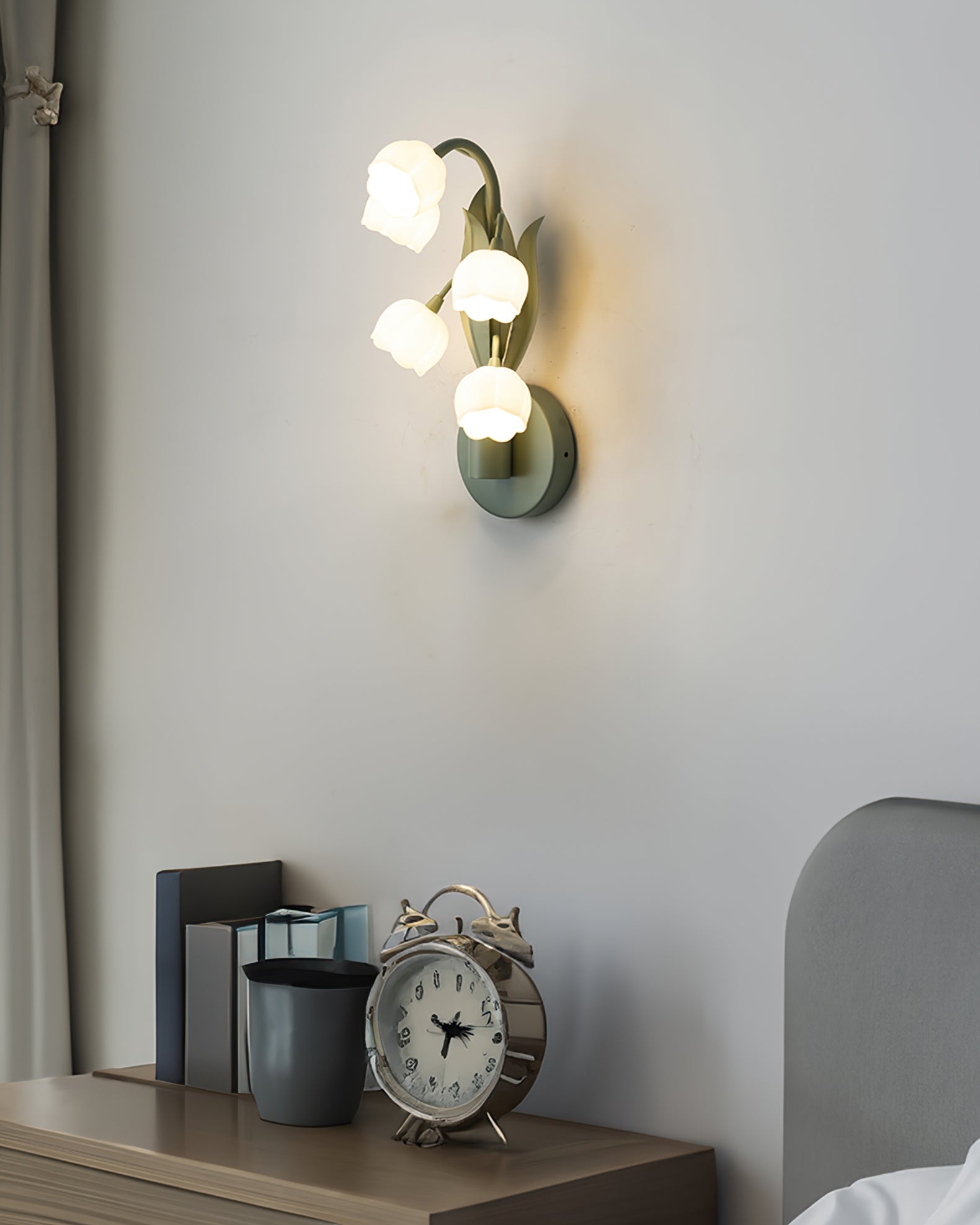 Sculptural Wall Light | Floral Orchid Glass Shade Sconce Fixture