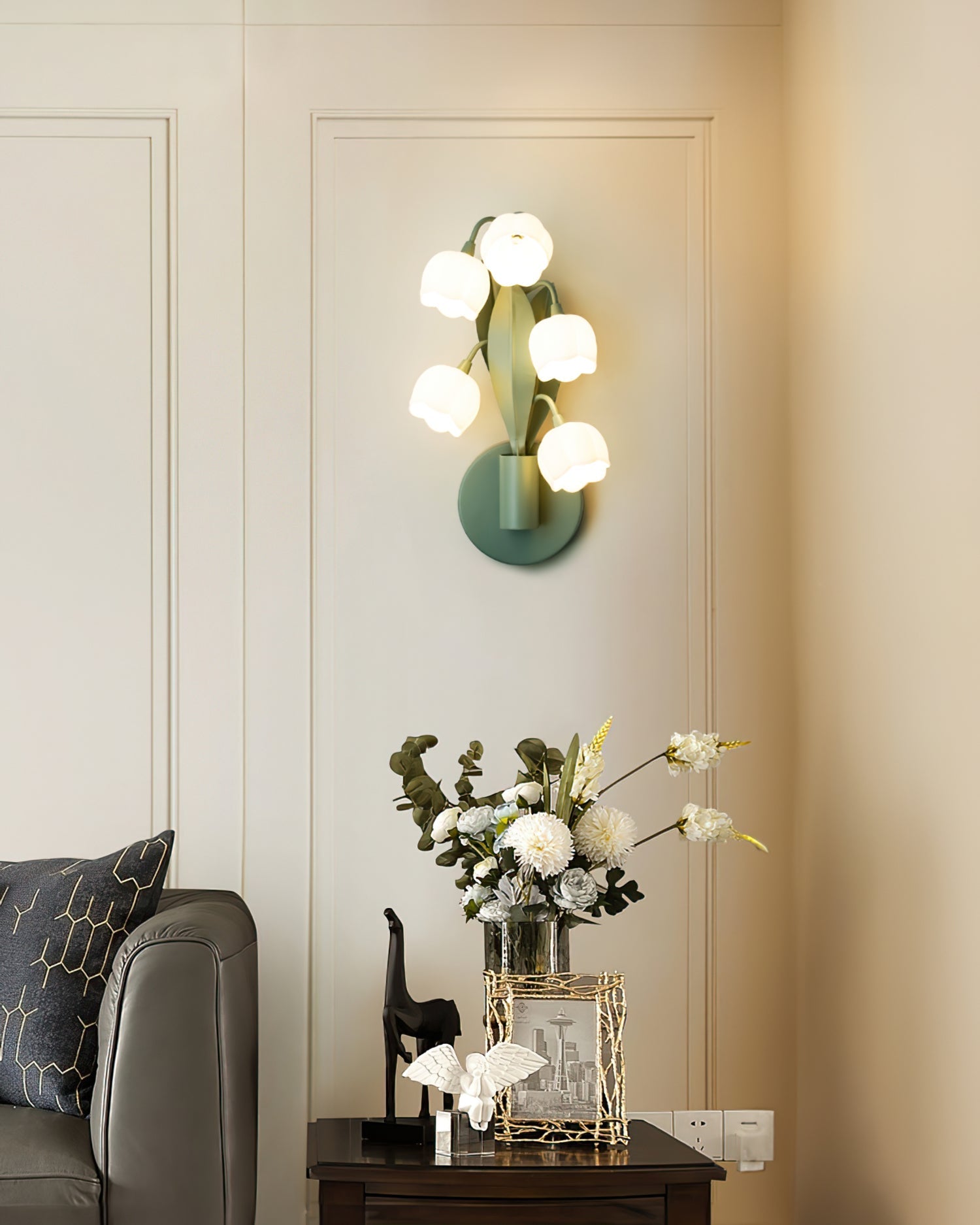 Sculptural Wall Light | Floral Orchid Glass Shade Sconce Fixture