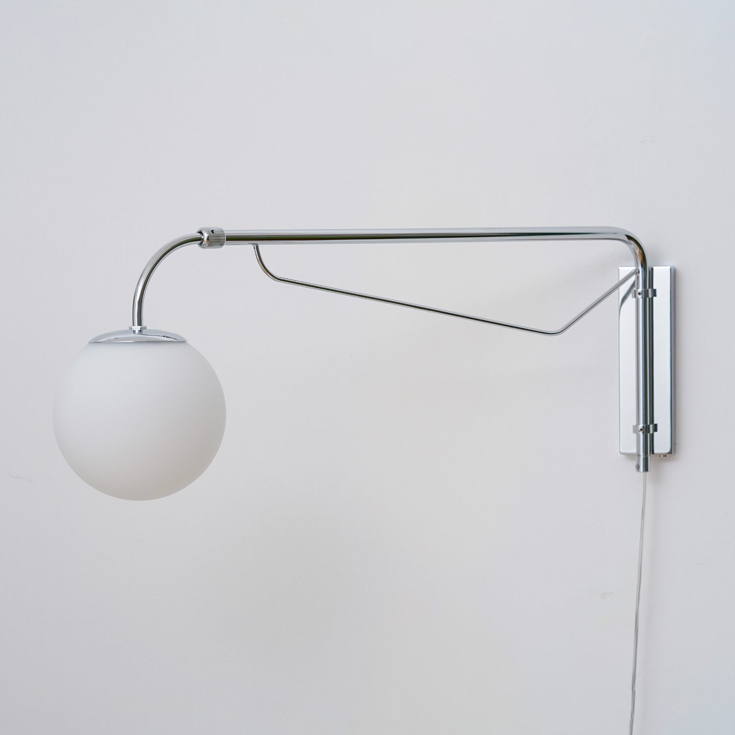 Modern Wall Light | Long Reach Curved Arm Plug In Dome Sconce