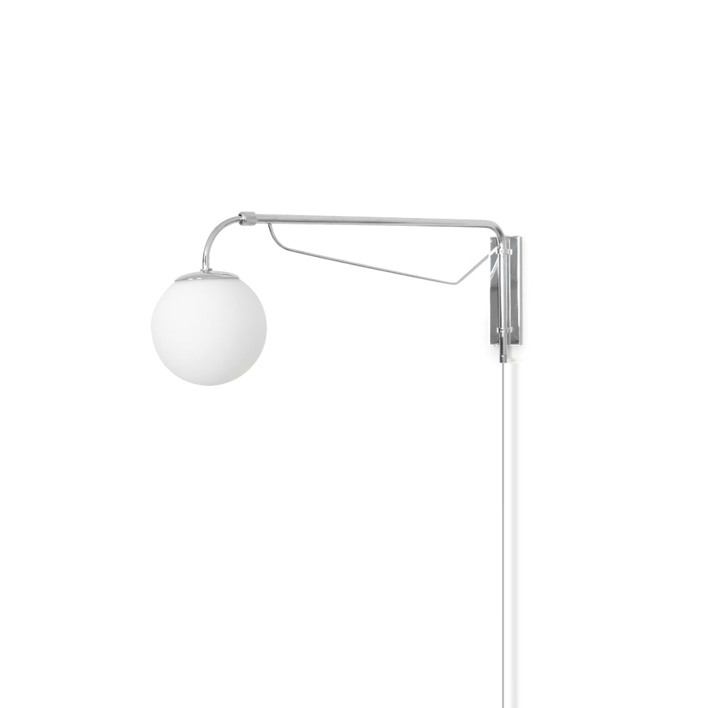 Modern Wall Light | Long Reach Curved Arm Plug In Dome Sconce