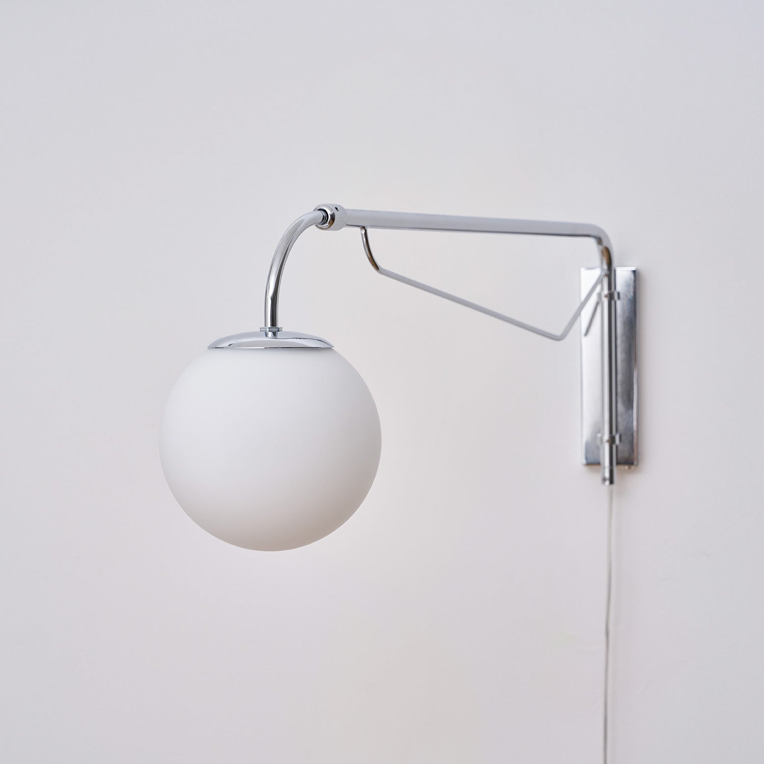 Modern Wall Light | Long Reach Curved Arm Plug In Dome Sconce