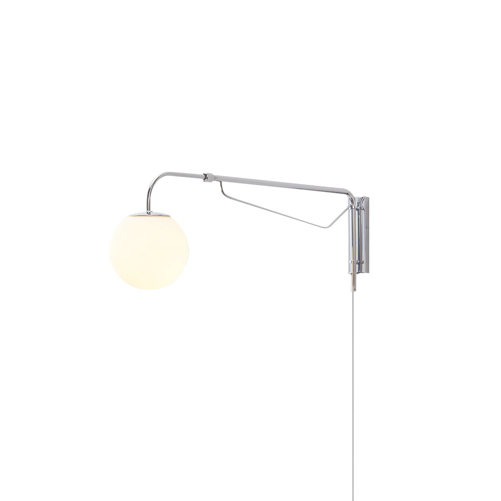 Modern Wall Light | Long Reach Curved Arm Plug In Dome Sconce