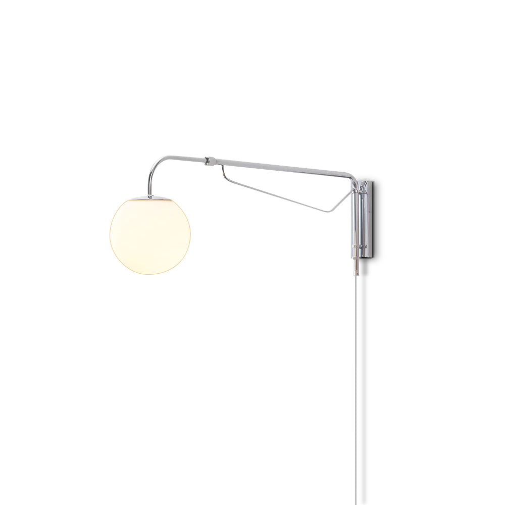 Modern Wall Light | Long Reach Curved Arm Plug In Dome Sconce