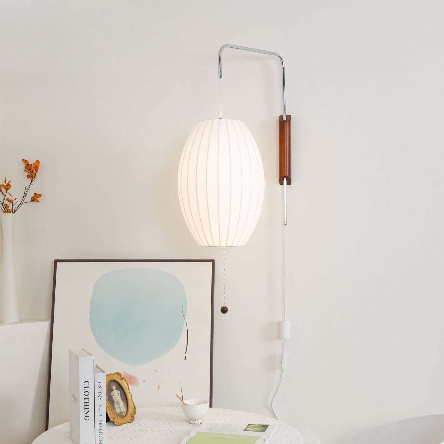 Mid Century Wall Light | Bubble Translucent Pleated Capsule Sconce