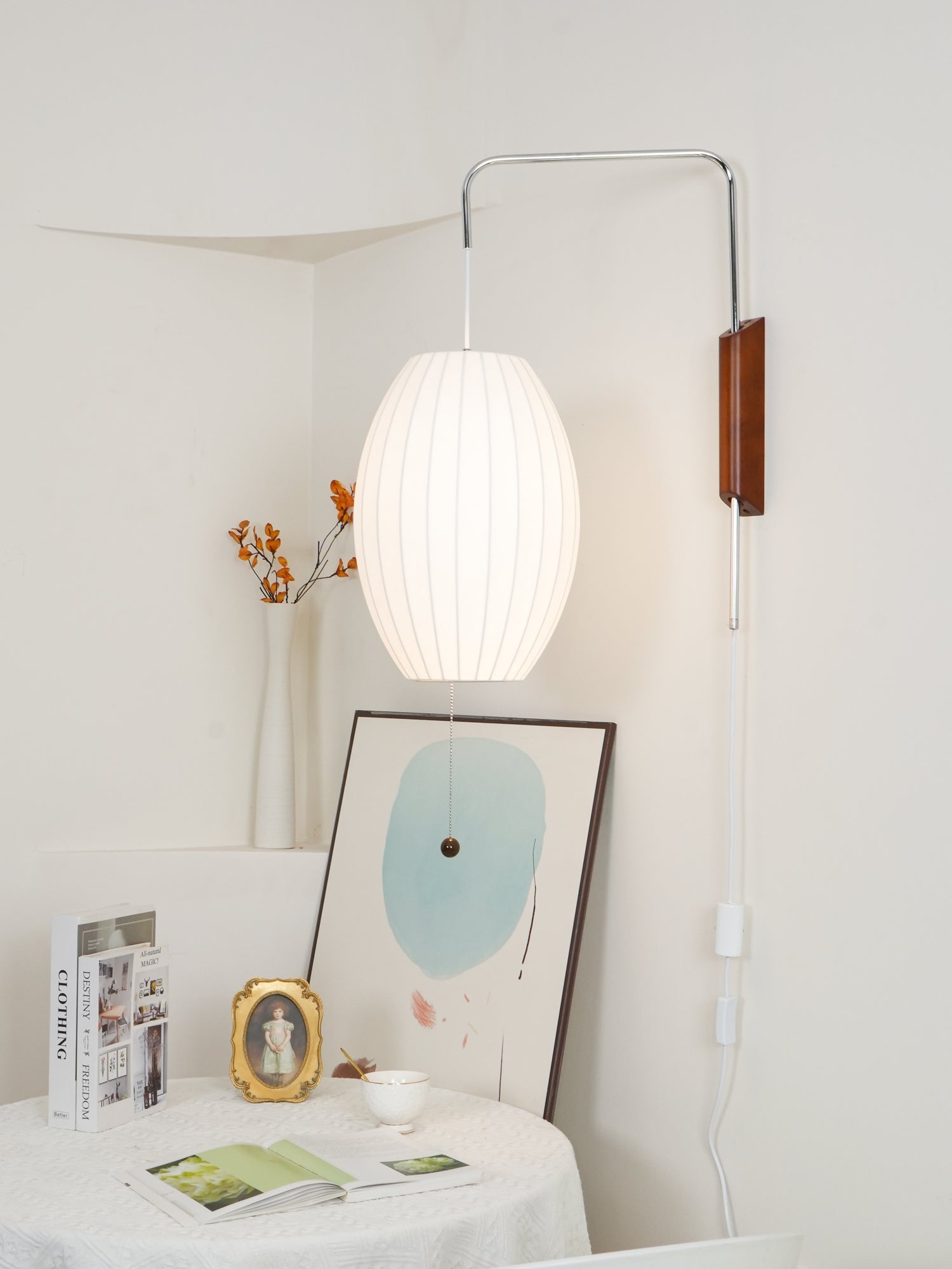Mid Century Wall Light | Bubble Translucent Pleated Capsule Sconce