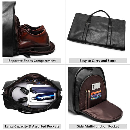 Leather Garment Duffel Bag | Convertible Travel Suit Bag