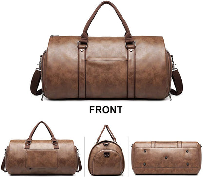 Leather Garment Duffel Bag | Convertible Travel Suit Bag