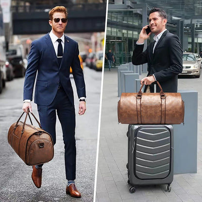 Leather Garment Duffel Bag | Convertible Travel Suit Bag