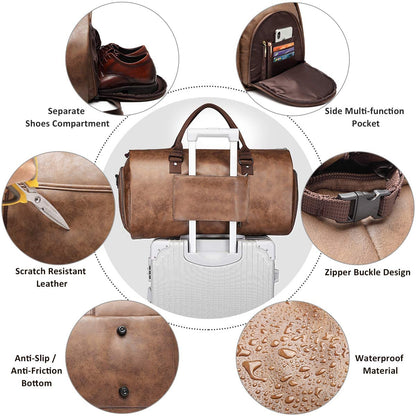 Leather Garment Duffel Bag | Convertible Travel Suit Bag
