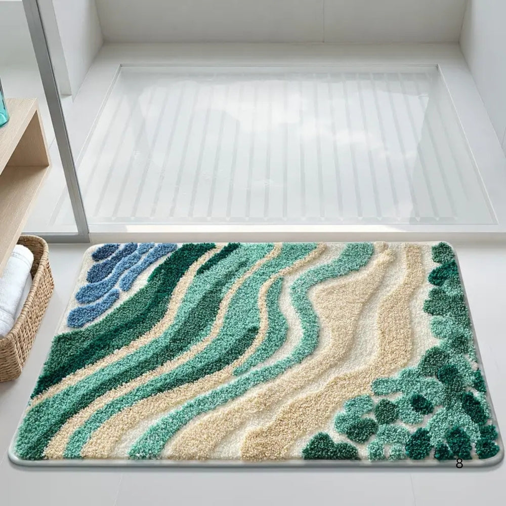 CoastalHome | Non-Slip Bath Mat – Wavy Pattern Microfiber Design 2