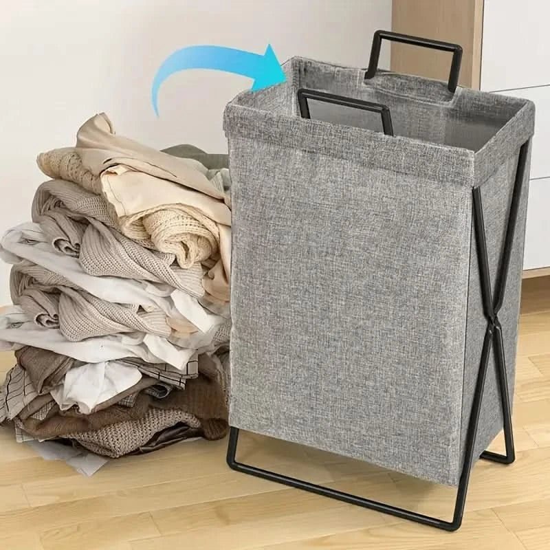 Collapsible Laundry Basket - Space-Saving Design with Metal Frame 2
