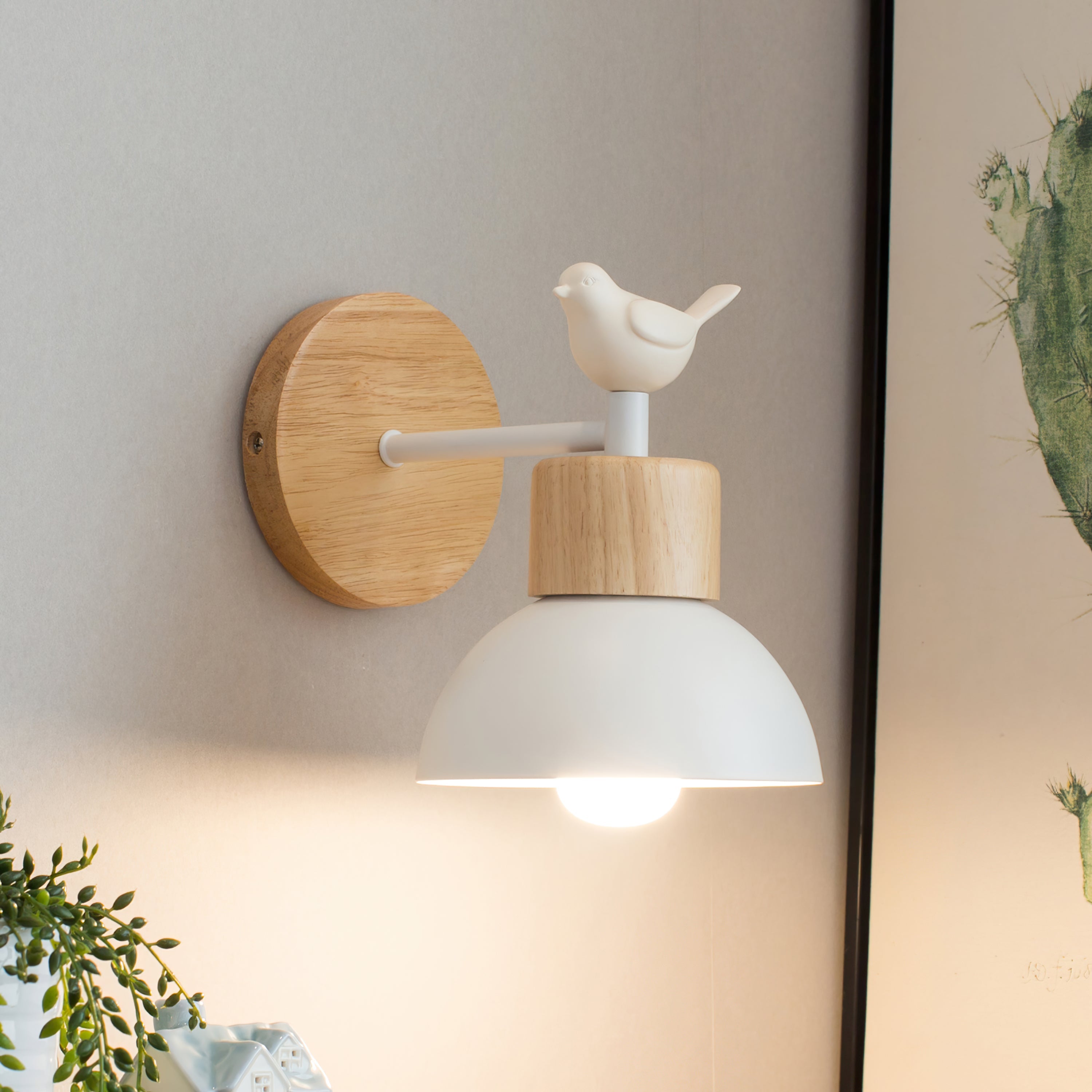 Whimsical Wall Light | Perched Bird Figurine Sculptural Sconce Fixture